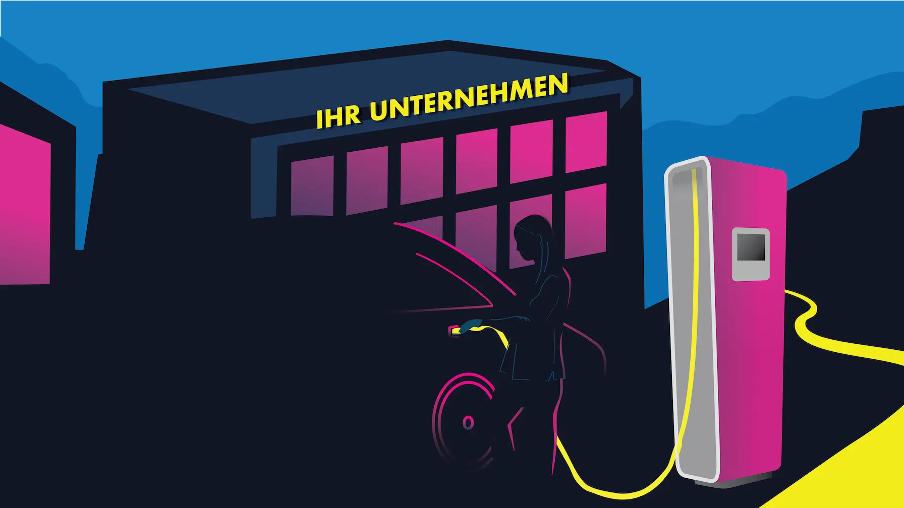 Illustration mit Schnellladestation