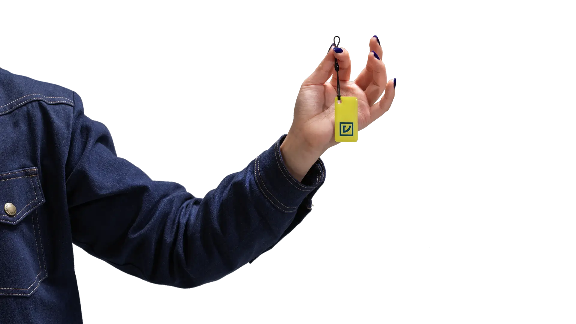 Hand holding RFID tag