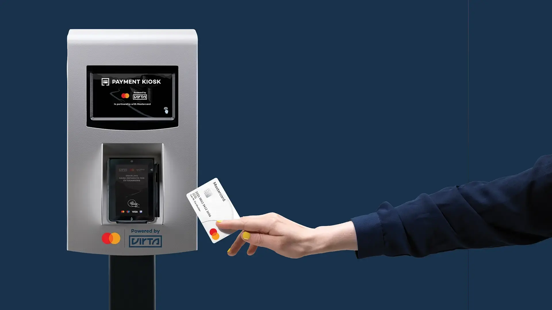 Payment Kiosk and hand with payment card