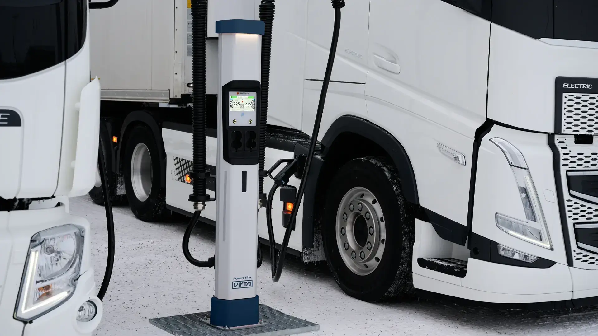 Electric semi truck ultra fast charging at depot Powered by Virta